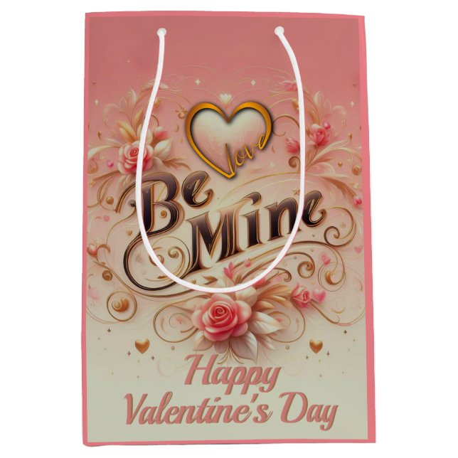 Sac Cadeau Moyen Conception de la Saint-Valentin Sois Mienne avec C (Devant)