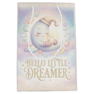 Sac Cadeau Moyen Conception de Lune Pastel "Bonjour Petit Rêveur"