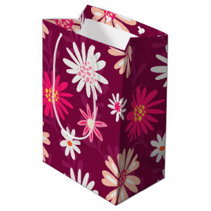Sac Cadeau Moyen Conception de marguerite Magenta