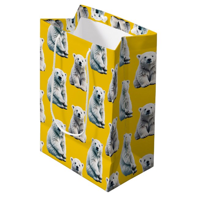 Sac Cadeau Moyen Conception de motif d'ours polaire jaune  (Créateur téléchargé)
