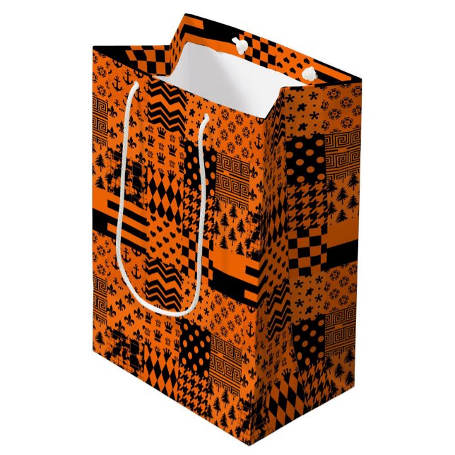 Sac Cadeau Moyen Conception de Patchwork Motif mixte orange noir (Créateur téléchargé)