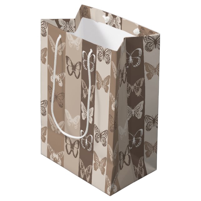 Sac Cadeau Moyen Conception de rayures de papillon de terre neutre  (Devant Angle)