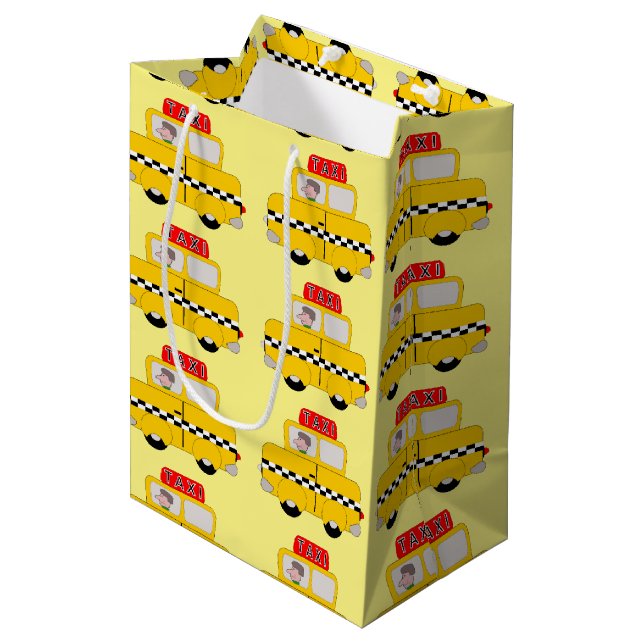 Sac Cadeau Moyen Conception de taxi (Devant Angle)