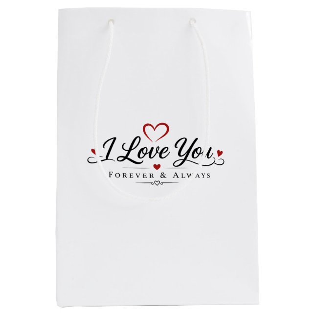 Sac Cadeau Moyen Conception de typographie Je t'aime (Devant)