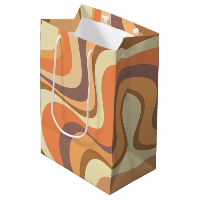 Sac Cadeau Moyen Conception d'ondes rétrogrades modernes multicolor (Devant Angle)