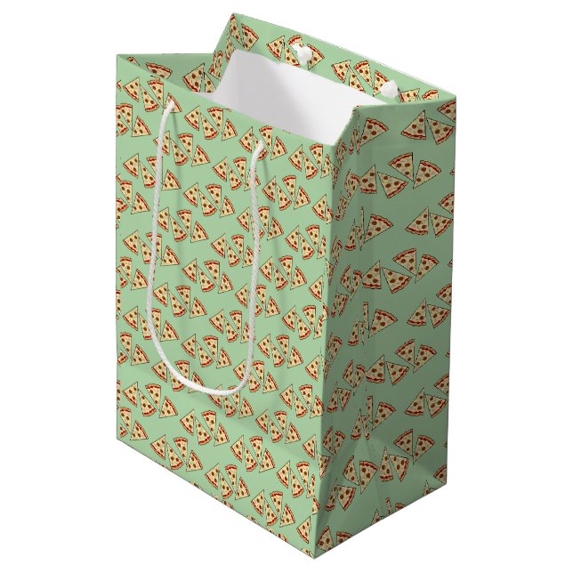 Sac Cadeau Moyen Conception en mosaïque de tranches de pizza  (Devant Angle)