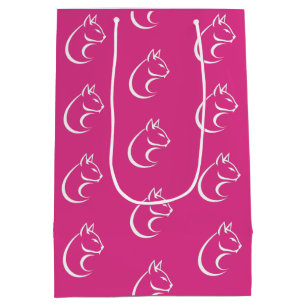 Sac Cadeau Moyen Conception minimaliste de chats Motif rose