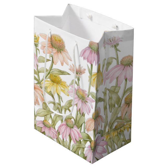 Sac Cadeau Moyen Coneflowers Watercolor (Devant Angle)