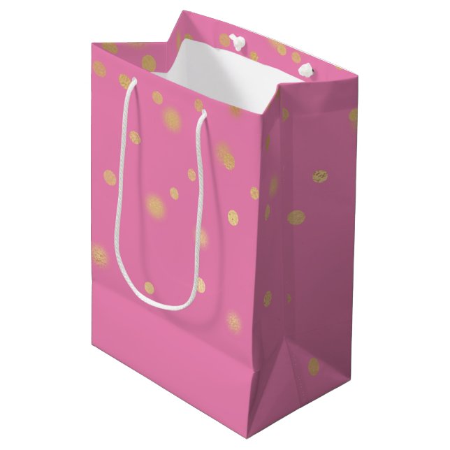 Sac Cadeau Moyen Confetti en or rose (Devant Angle)