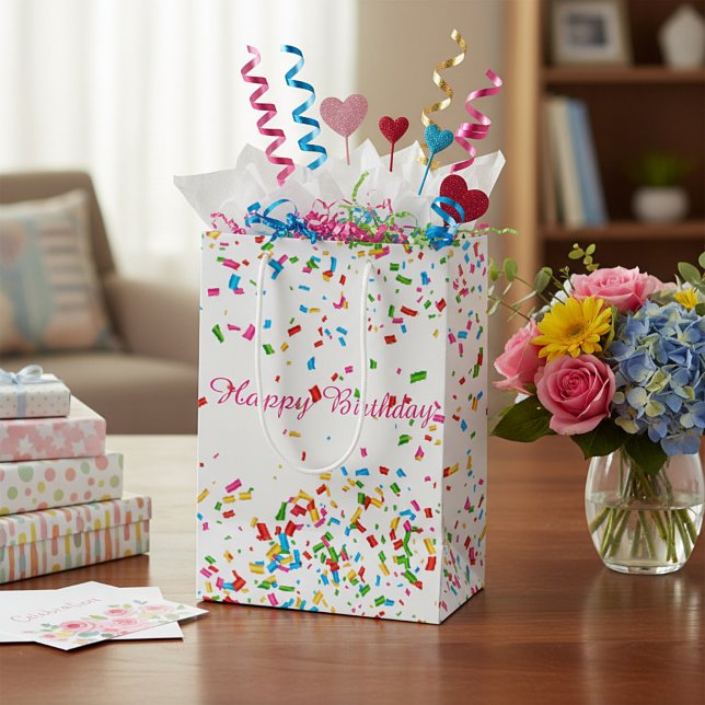 Sac Cadeau Moyen Confettis colorés (Créateur téléchargé)