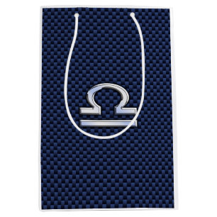 Sac Cadeau Moyen Connexion Libra Zodiac à la Navy en fibre de carbo