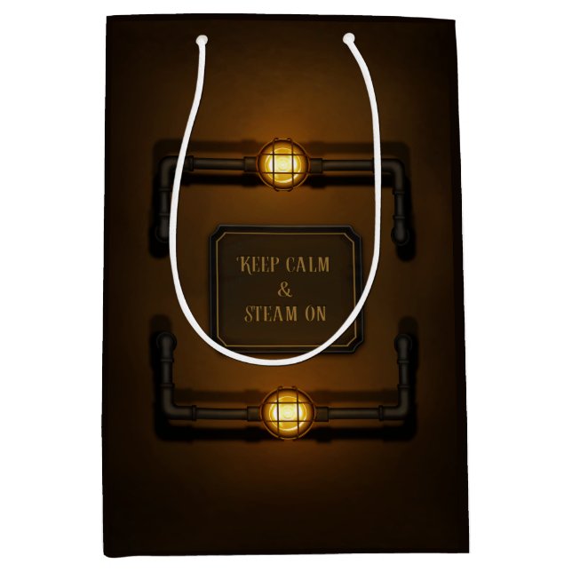 Sac Cadeau Moyen "Conserver le calme et la vapeur" Machine Age Stea (Devant)