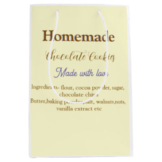 Sac Cadeau Moyen Cookies au chocolat faits maison avec amour ajoute
