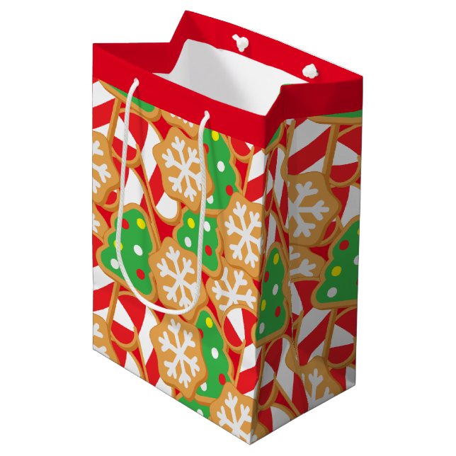 Sac Cadeau Moyen Cookies de Noël (Devant Angle)