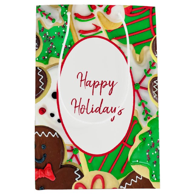 Sac Cadeau Moyen Cookies de sucre de Noël (Devant)