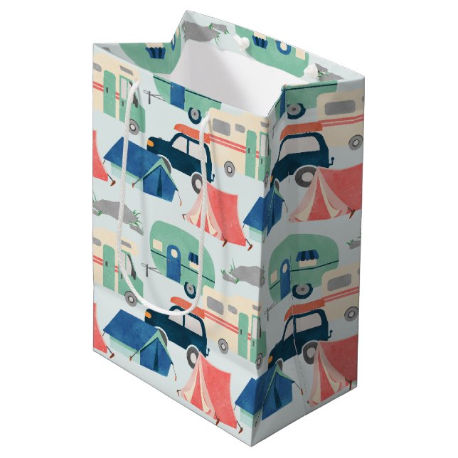 Sac Cadeau Moyen Cool camping partie carrelé motif (Devant Angle)