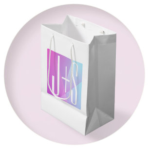 Sac Cadeau Moyen Cool Géométrique rose et pourpre   Initiales de co