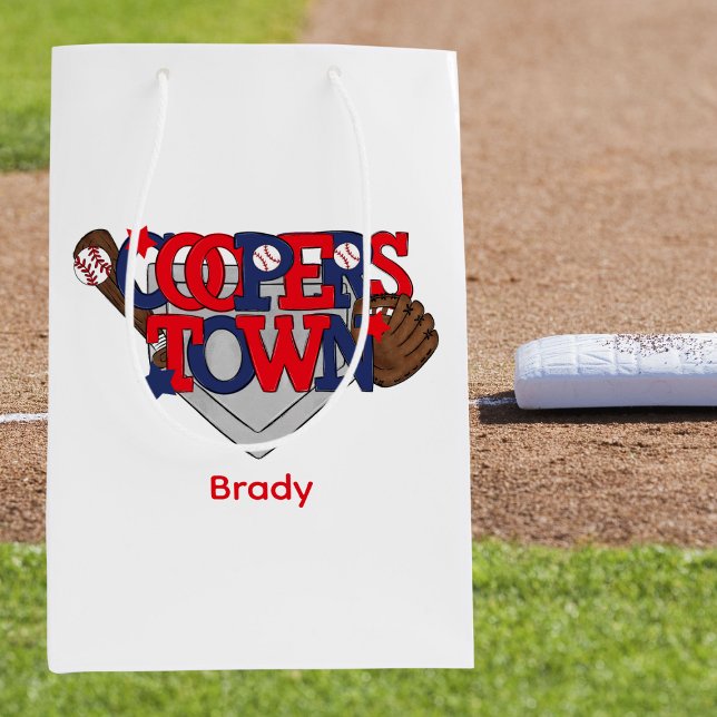 Sac Cadeau Moyen Cooperstown Étoiles De Baseball, Gant, Bat & Ball (Créateur téléchargé)