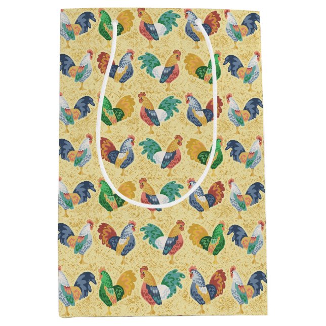 Sac Cadeau Moyen Coq de campagne rétro (Devant)