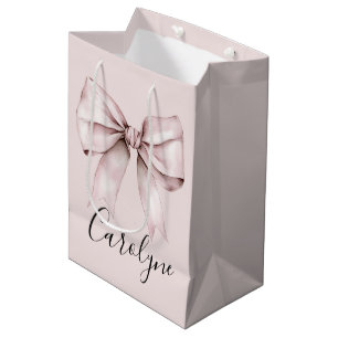 Sac Cadeau Moyen Coquette esthétique arc rose Nom personnalisé