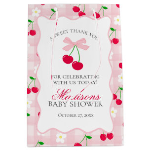 Sac Cadeau Moyen Coquette rose poêle cerise Baby shower Faveurs
