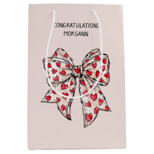 Sac Cadeau Moyen Coquette rouge mignonne et blush Coquette Bow coeu