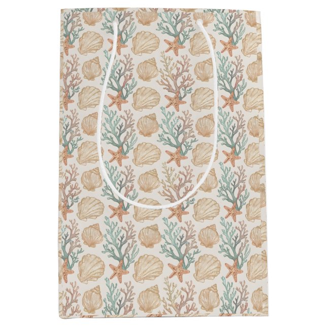 Sac Cadeau Moyen Coquillages et Corail (Devant)