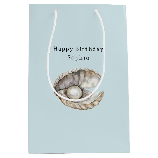 Sac Cadeau Moyen Coquilles de perles Anniversaire  (Devant)