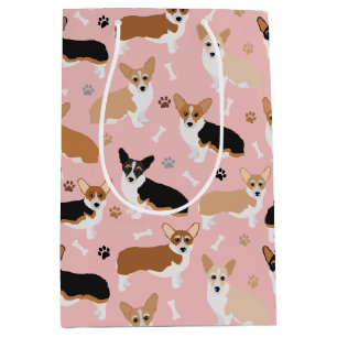 Sac Cadeau Moyen Corgi Poches et os de chien Sac-cadeau moyen