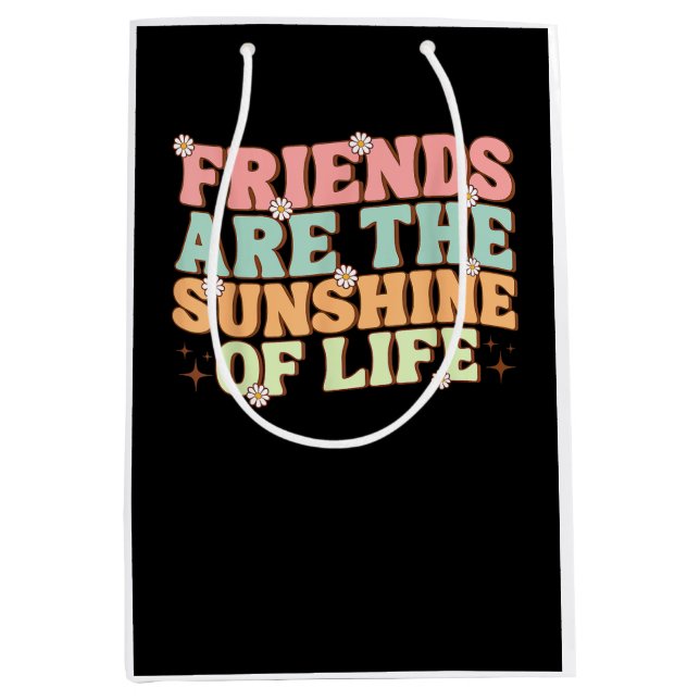 Sac Cadeau Moyen Correspondance Besties Fleurs Les amis sont le sol (Devant)