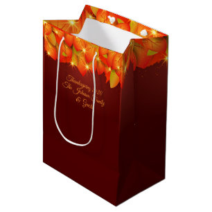 Sac Cadeau Moyen Correspondance Thankgiving Orange Leaf Nom Année M
