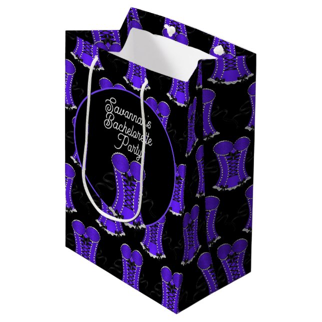 Sac Cadeau Moyen Corset Violet Coquin  (Devant Angle)