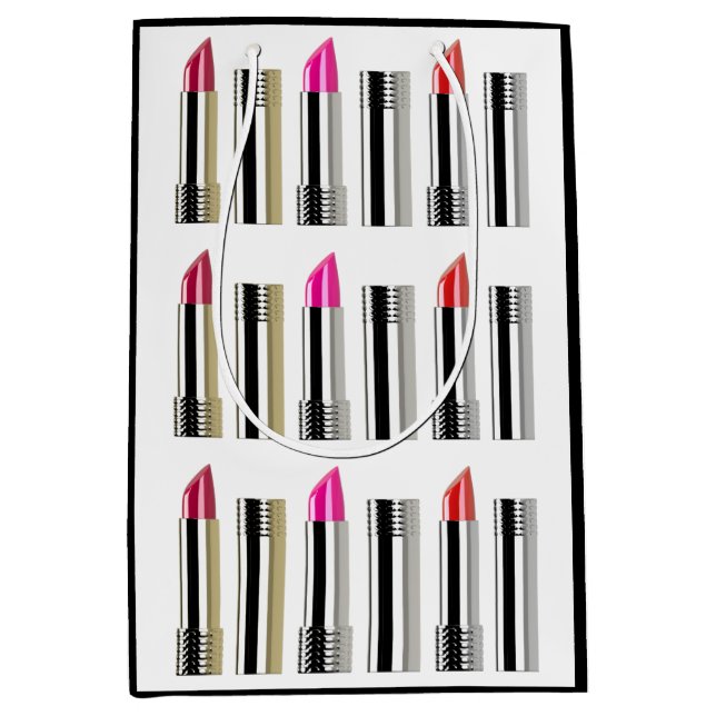 Sac Cadeau Moyen Cosmétologie blanche en chrome rose (Devant)