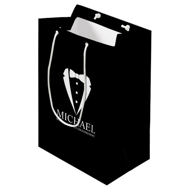 Sac Cadeau Moyen Costume Tuxedo Noir - Proposition de fabricant (Devant Angle)