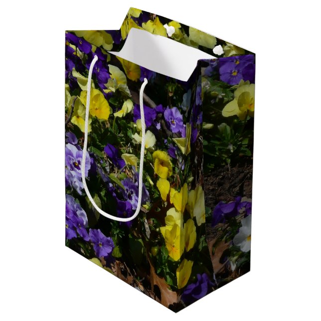 Sac Cadeau Moyen Coteau de panneaux violets et jaunes (Devant Angle)