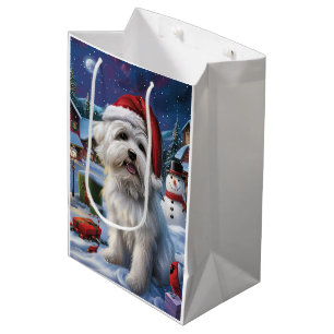 Sac Cadeau Moyen Coton De Tulear Winter Wonderland Christmas Joy