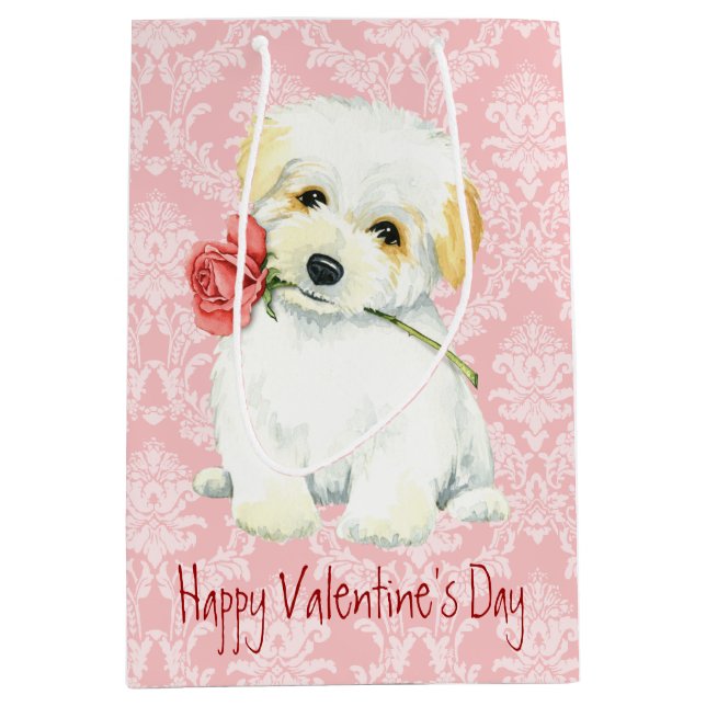 Sac Cadeau Moyen Coton rose de Tulear de Valentine (Devant)