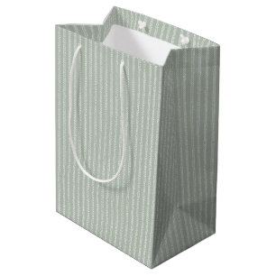 Sac Cadeau Moyen cottage core à carreaux en chevron vert sauge simp