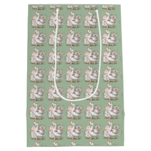 Sac Cadeau Moyen Cottage Goose Floral House Scène
