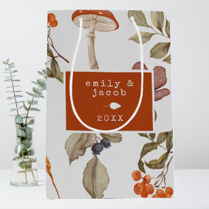 Sac Cadeau Moyen Cottagecore Champignons Botanique Woodsy Noël
