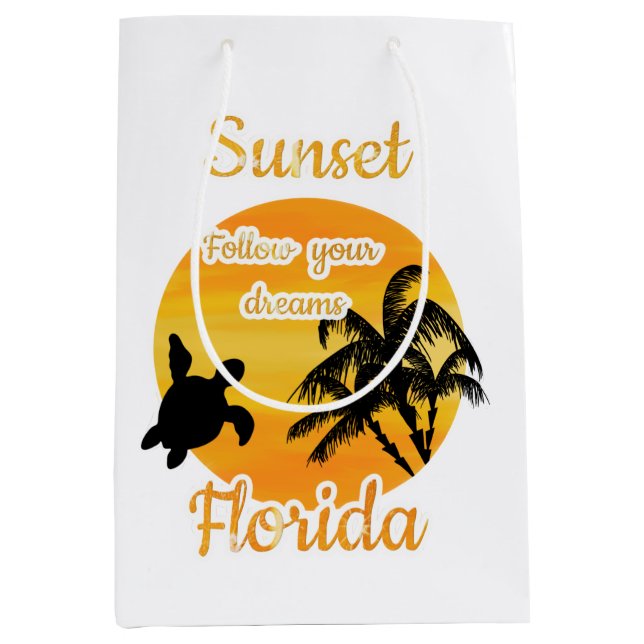 Sac Cadeau Moyen Coucher de soleil mignon en Floride (Devant)