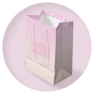 Sac Cadeau Moyen Coucher de soleil ombré rose à pêche avec texte pe