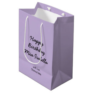 Sac Cadeau Moyen Couleur de tendance - Violet doux Personnalisé Moy