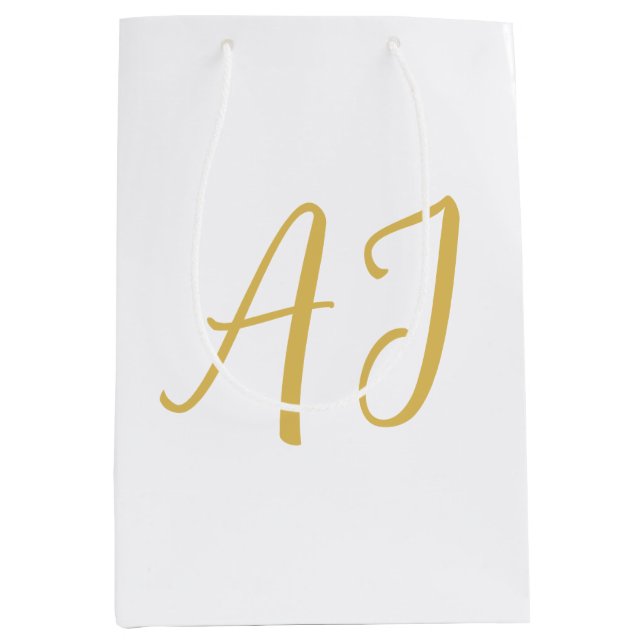 Sac Cadeau Moyen Couleur Or Monogramme Classique Initiales Professi (Devant)