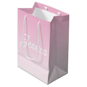 Sac Cadeau Moyen Couleur rose clair ombrée (modifiable) et votre te