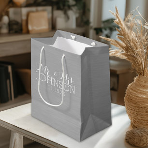 Sac Cadeau Moyen Couleur unie Argent - Cadeaux de mariage pour M &