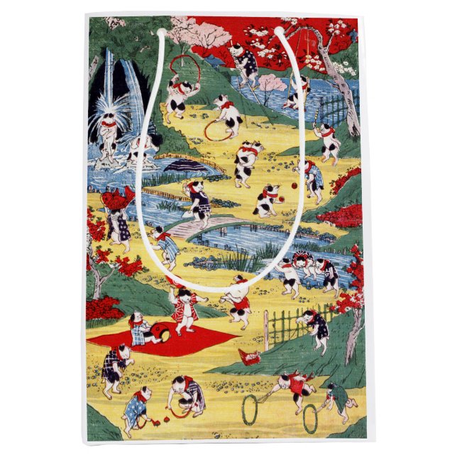 Sac Cadeau Moyen Country japonaise Cats, Utagawa Kunitoshi (Devant)