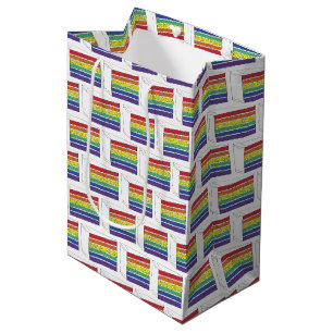 Sac Cadeau Moyen Coupe de gâteau Mariage arc-en-ciel Coeur pourpre 