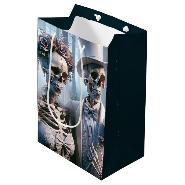 Sac Cadeau Moyen Couple Mariage d'Halloween (Devant Angle)
