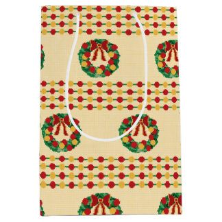 Sac Cadeau Moyen Couronne de Noël tricotée